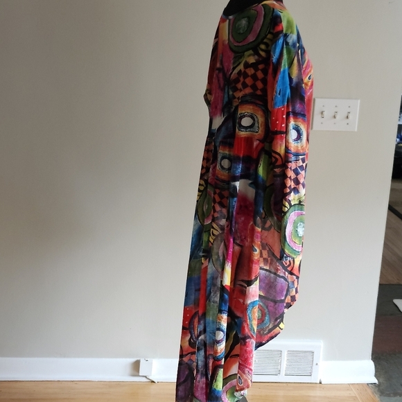 Colorful Abstract Women's  Hi low shirt dress - Picture 2 of 4
